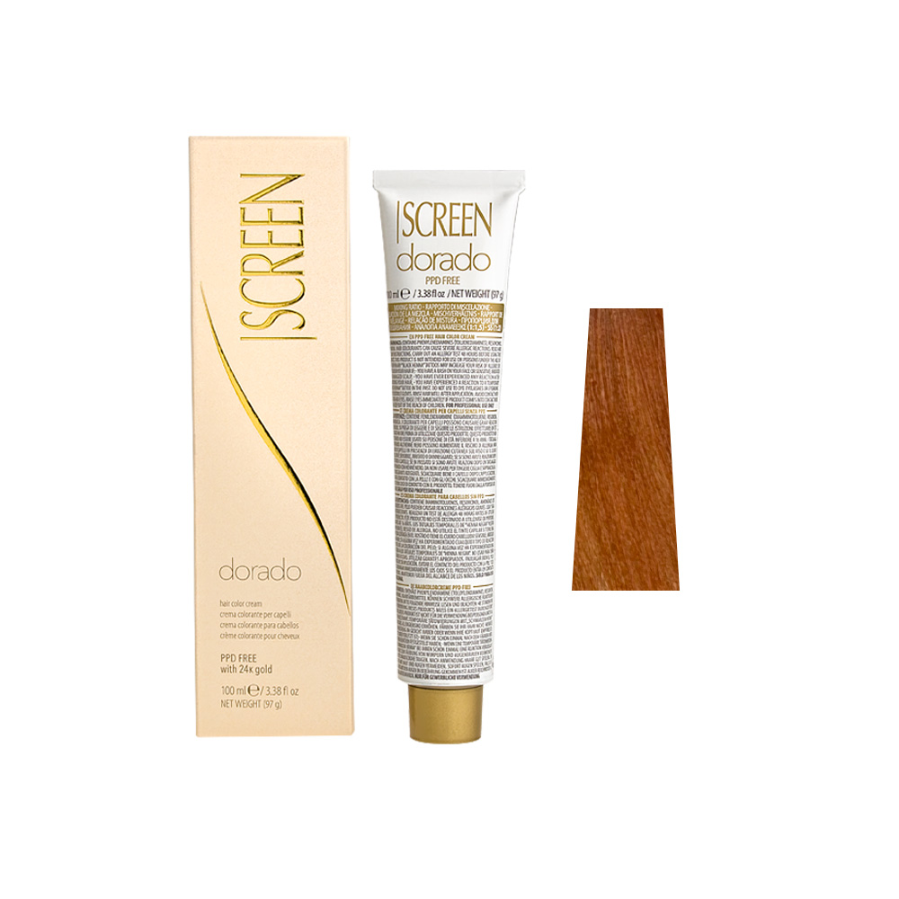 Крем-фарба для волосся перманентна з 24-каратним золотом SCREEN Dorado 7R (7.4) Copper Вlonde, 100 ml - 1